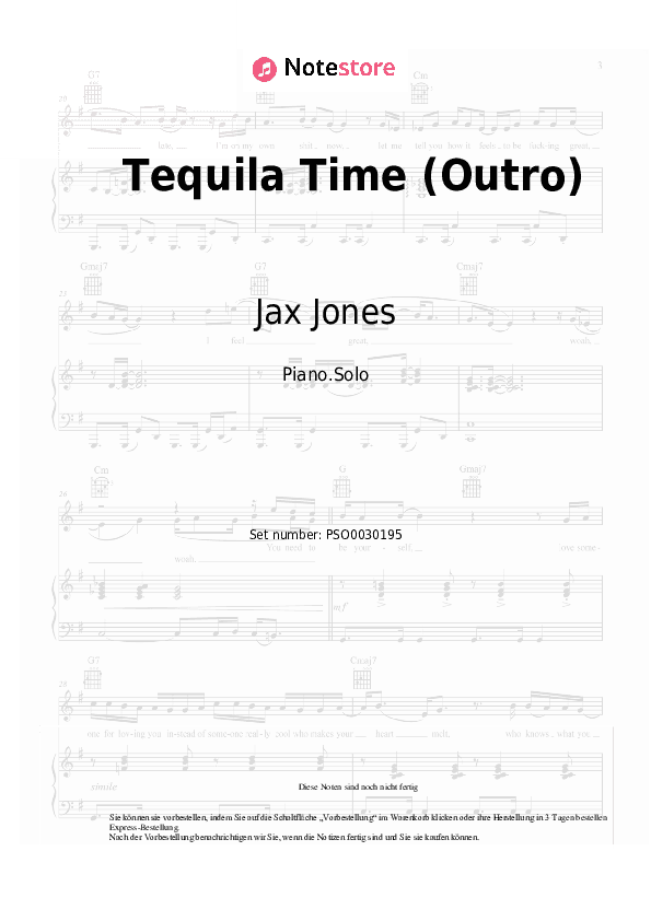 Noten Jax Jones - Tequila Time (Outro) - Klavier.Solo