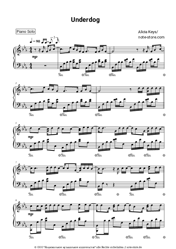 Noten Alicia Keys - Underdog - Klavier.Solo