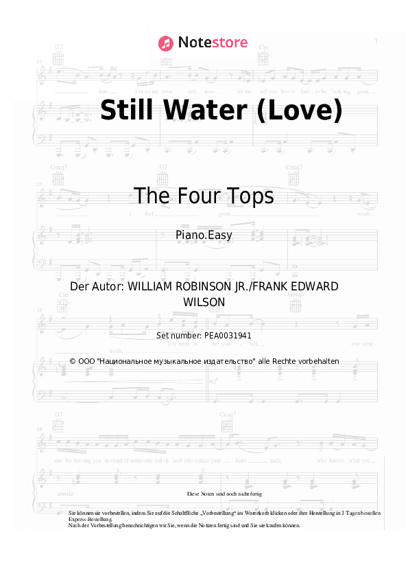 Einfache Noten The Four Tops - Still Water (Love) - Klavier.Einfach
