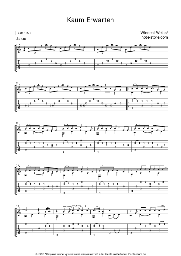 Tabs Wincent Weiss - Kaum Erwarten - Gitarre.Tabs