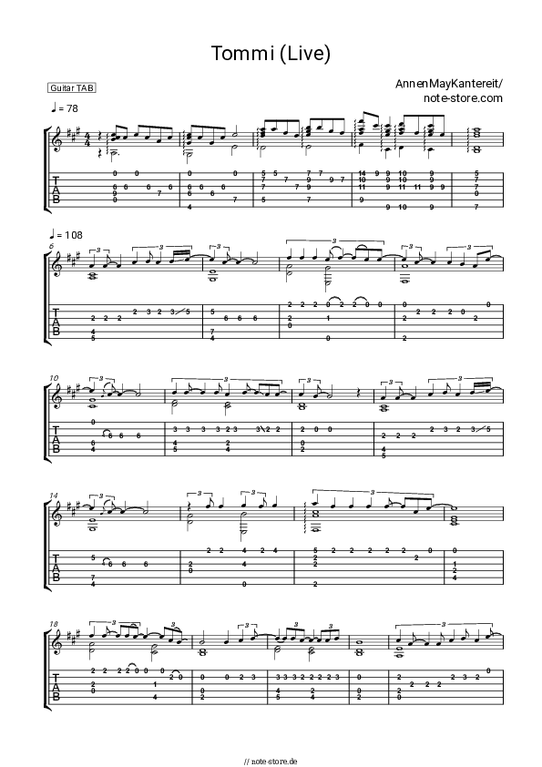 Tabs AnnenMayKantereit - Tommi - Gitarre.Tabs