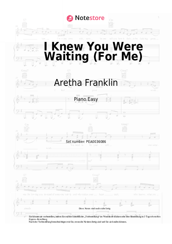Einfache Noten Aretha Franklin, George Michael - I Knew You Were Waiting (For Me) - Klavier.Einfach