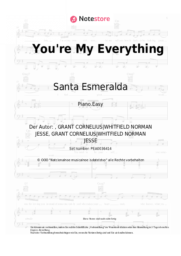 Einfache Noten Santa Esmeralda - You're My Everything - Klavier.Einfach