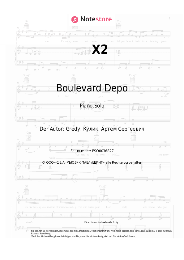 Noten Boulevard Depo - X2 - Klavier.Solo