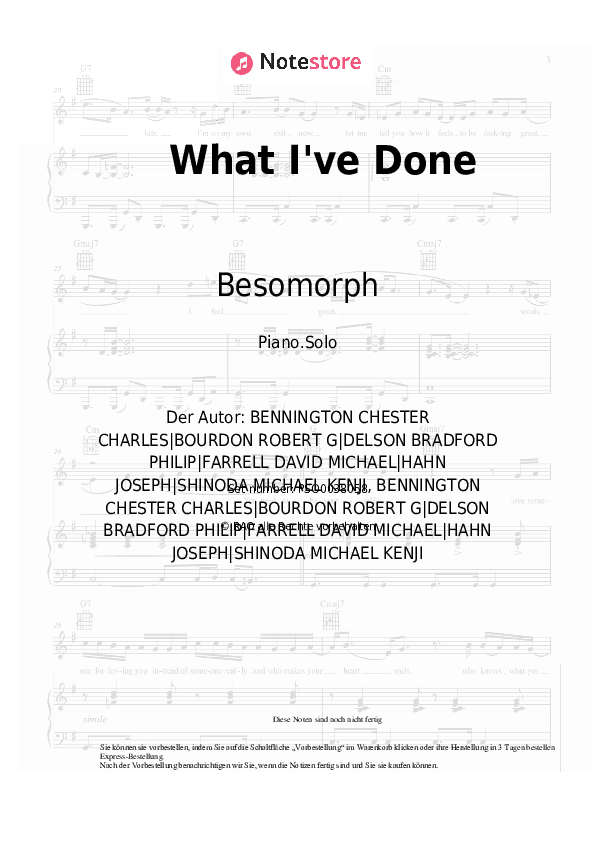 Noten Besomorph, Behmer, Lunis - What I've Done - Klavier.Solo