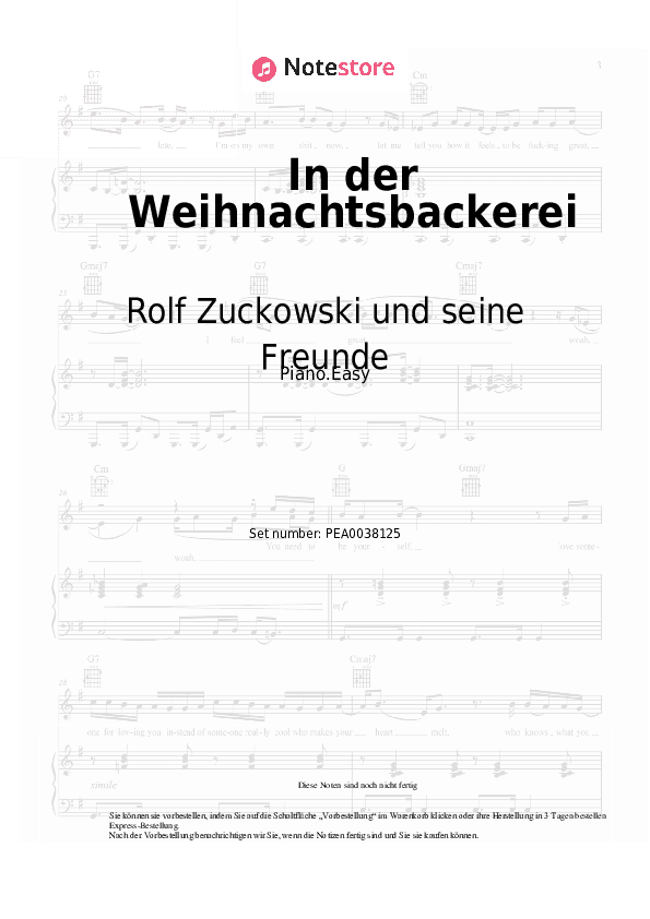 Einfache Noten Rolf Zuckowski und seine Freunde - In der Weihnachtsbackerei - Klavier.Einfach
