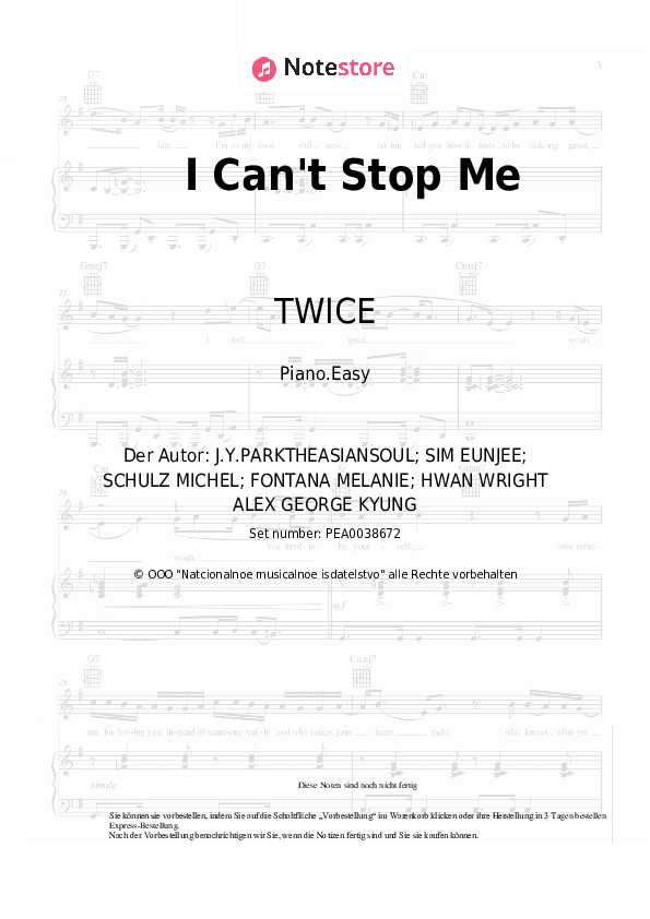 Einfache Noten TWICE - I Can't Stop Me - Klavier.Einfach