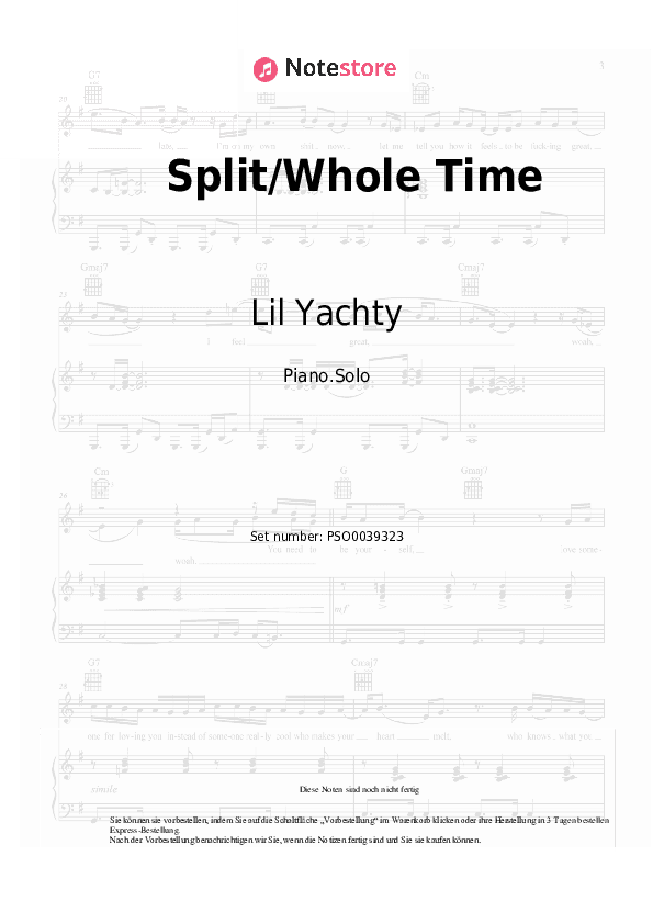 Noten Lil Yachty - Split/Whole Time - Klavier.Solo