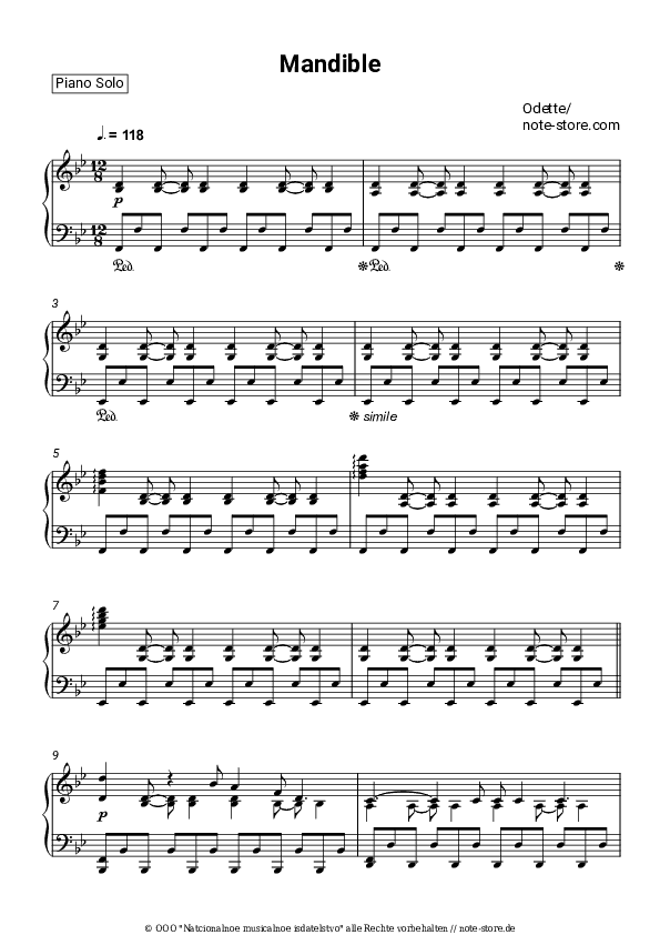 Noten Odette - Mandible - Klavier.Solo