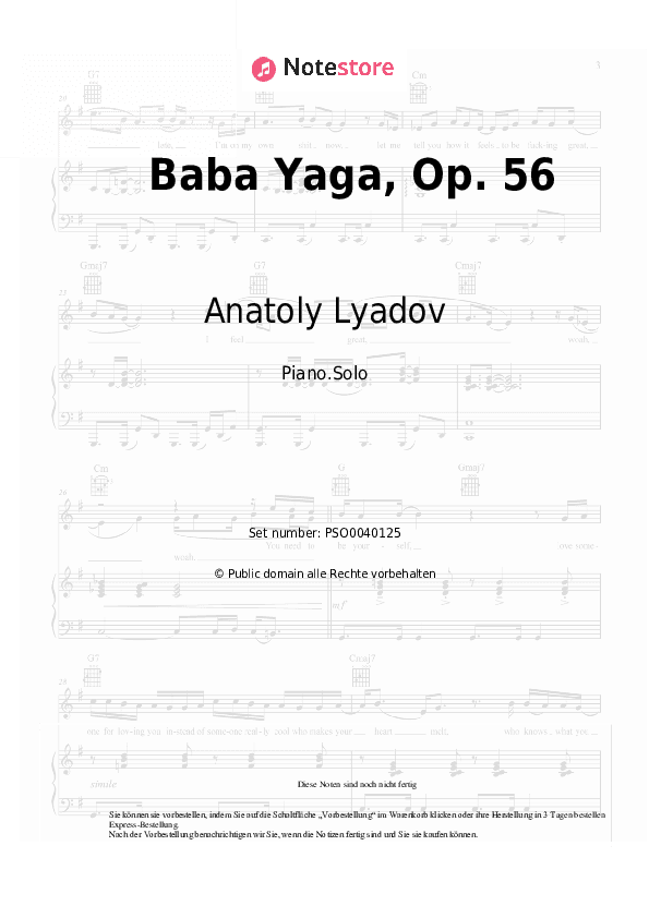 Noten Anatoly Lyadov - Baba Yaga, Op. 56 - Klavier.Solo