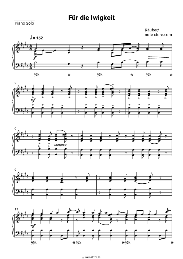 Noten Räuber - Für die Iwigkeit - Klavier.Solo