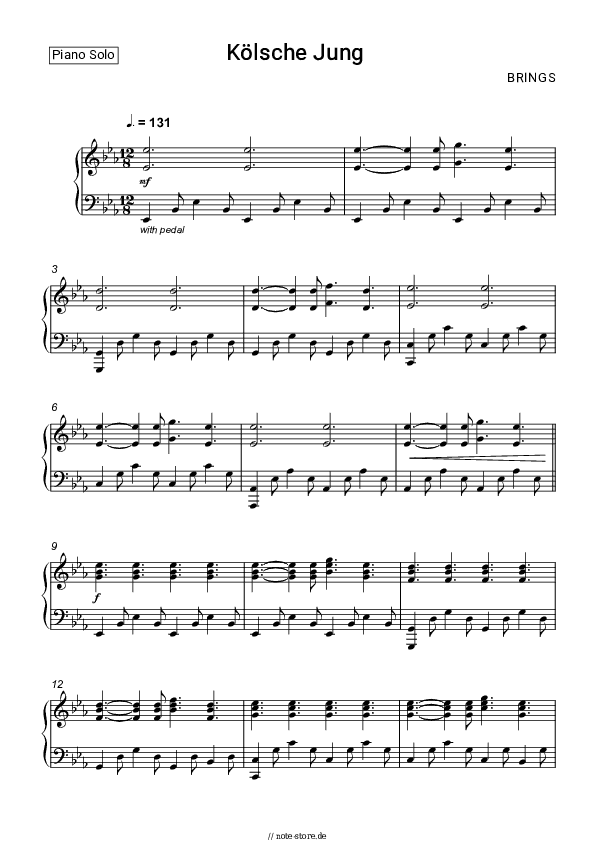 Noten Brings - Kölsche Jung - Klavier.Solo