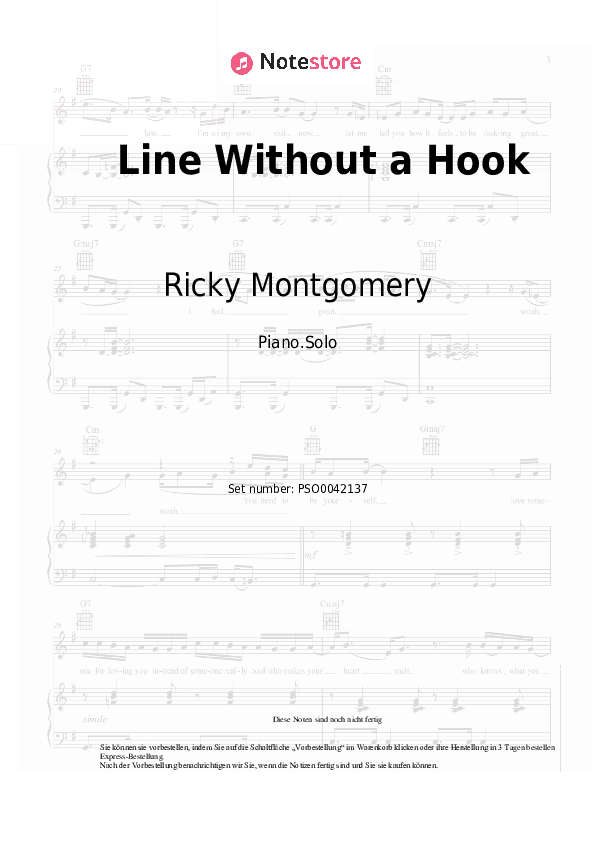 Noten Ricky Montgomery - Line Without a Hook - Klavier.Solo