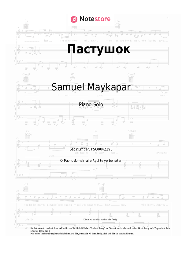 Noten Samuel Maykapar - Пастушок - Klavier.Solo