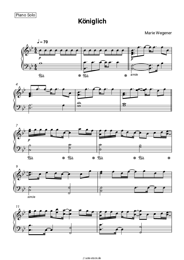 Noten Marie Wegener - Königlich - Klavier.Solo