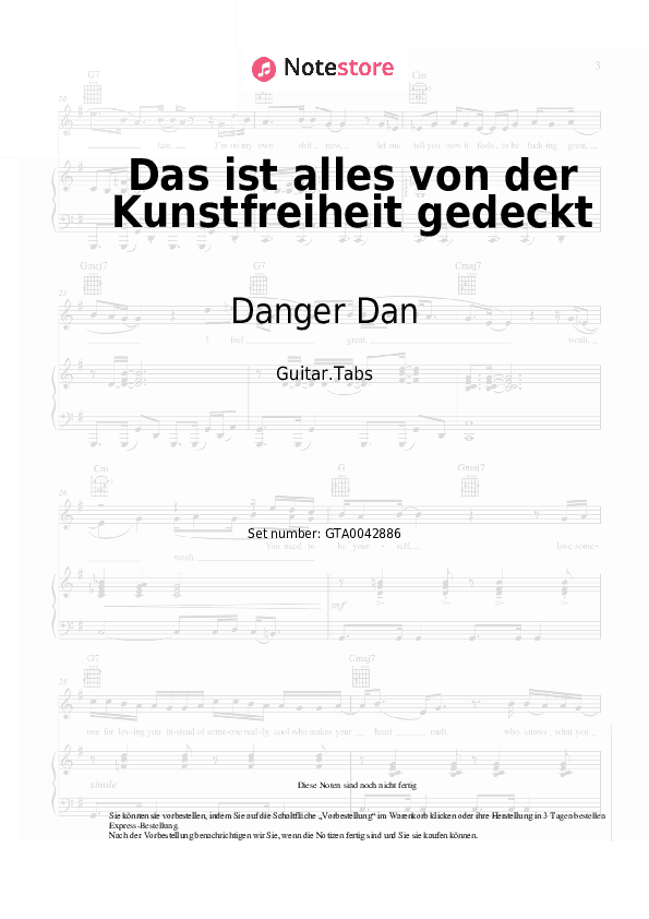 Tabs Danger Dan - Das ist alles von der Kunstfreiheit gedeckt - Gitarre.Tabs