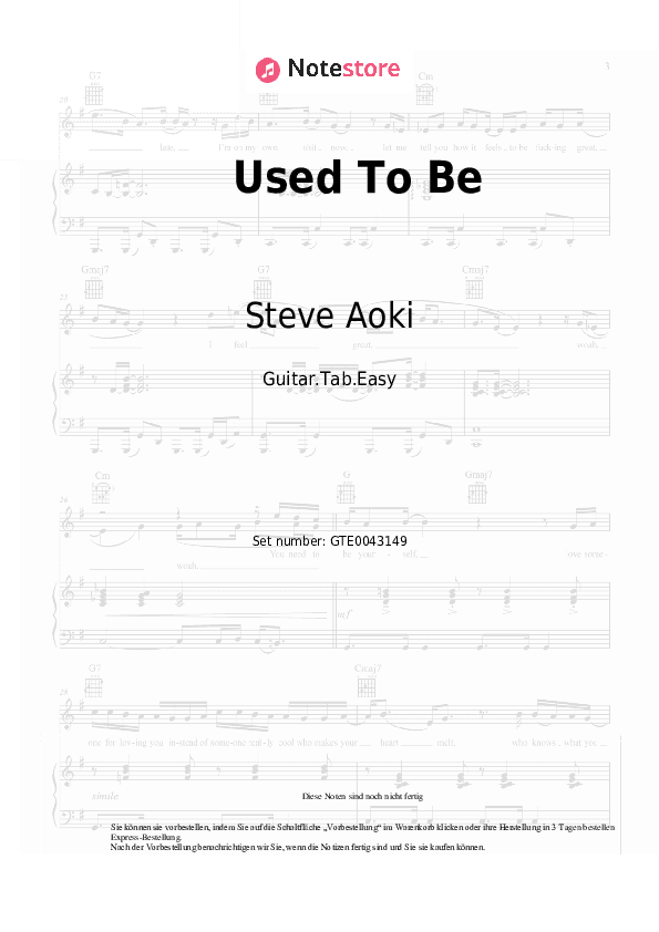 Einfache Tabs Steve Aoki, Kiiara, Wiz Khalifa - Used To Be - Gitarre.Tabs.Easy