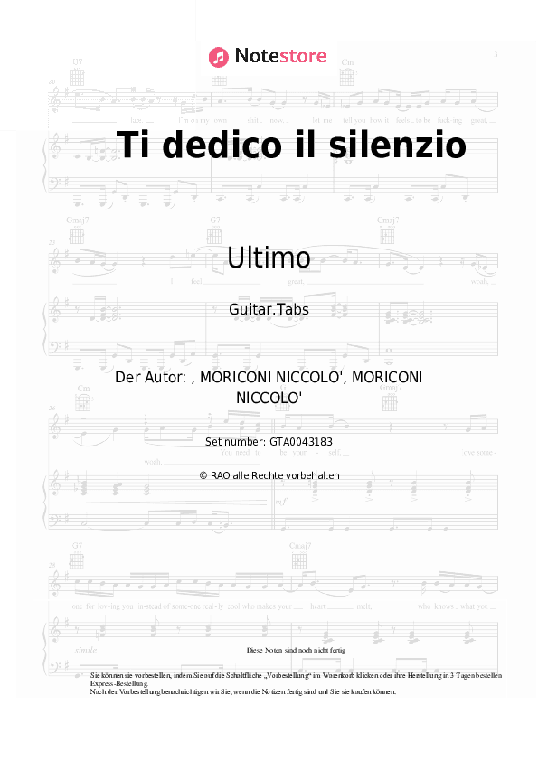 Tabs Ultimo - Ti dedico il silenzio - Gitarre.Tabs