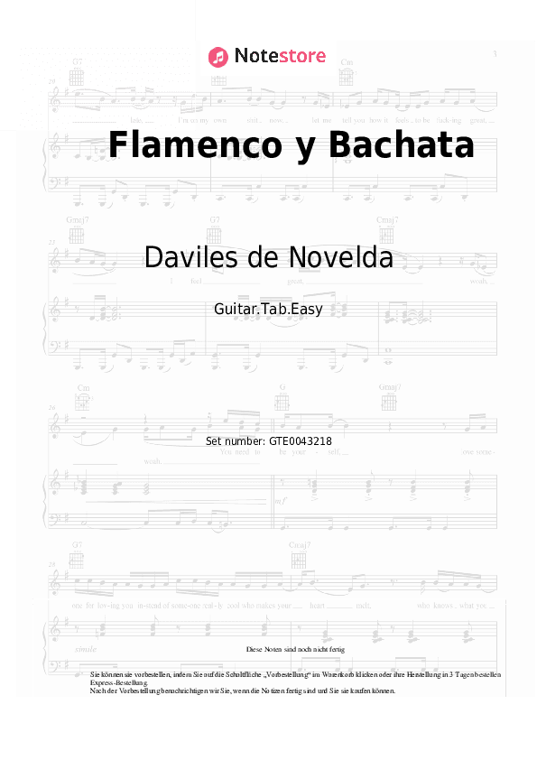 Einfache Tabs Daviles de Novelda - Flamenco y Bachata - Gitarre.Tabs.Easy