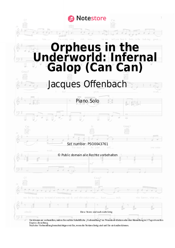 Noten Jacques Offenbach - Orpheus in the Underworld: Infernal Galop (Can Can) - Klavier.Solo