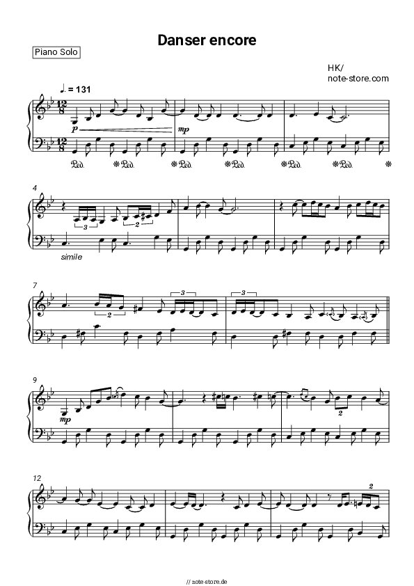 Noten HK - Danser Encore - Klavier.Solo