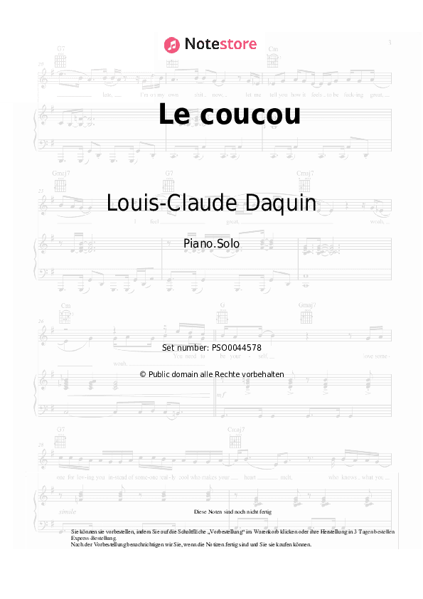 Noten Louis-Claude Daquin - Le coucou - Klavier.Solo