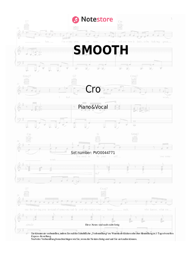 Noten mit Gesang Cro - SMOOTH - Klavier&Gesang