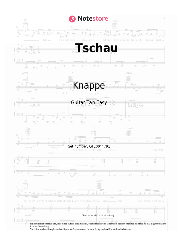 Einfache Tabs Knappe - Tschau - Gitarre.Tabs.Easy