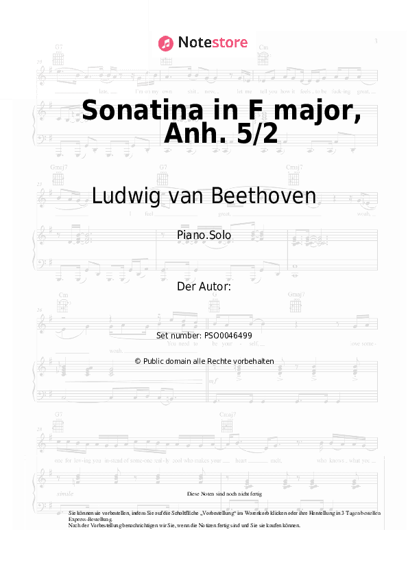 Noten Ludwig van Beethoven - Sonatina in F major, Anh. 5/2 - Klavier.Solo