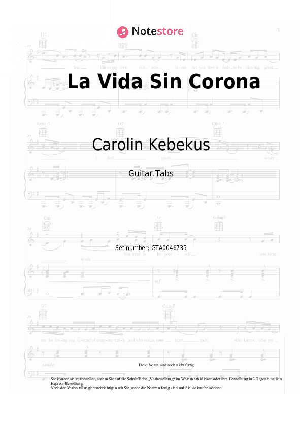 Tabs Carolin Kebekus, Karl Lauterbach - La Vida Sin Corona - Gitarre.Tabs