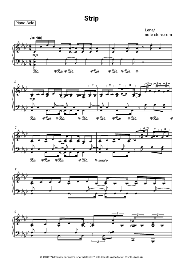Noten Lena - Strip - Klavier.Solo