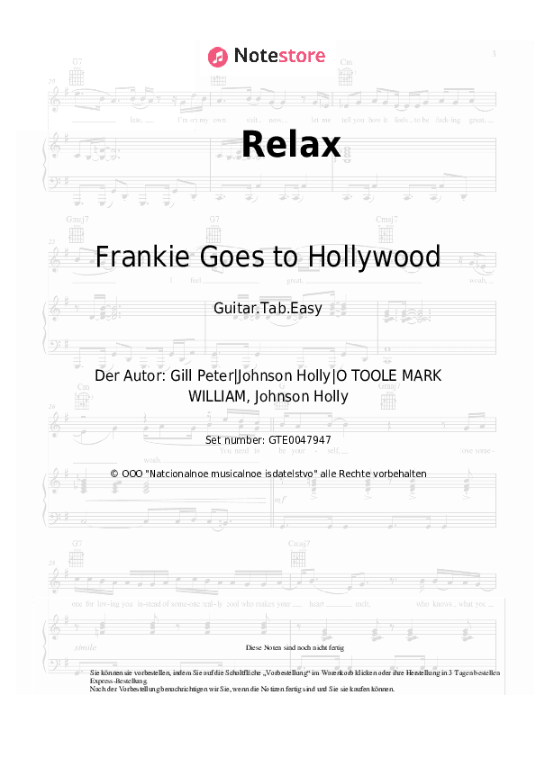 Einfache Tabs Frankie Goes to Hollywood - Relax - Gitarre.Tabs.Easy