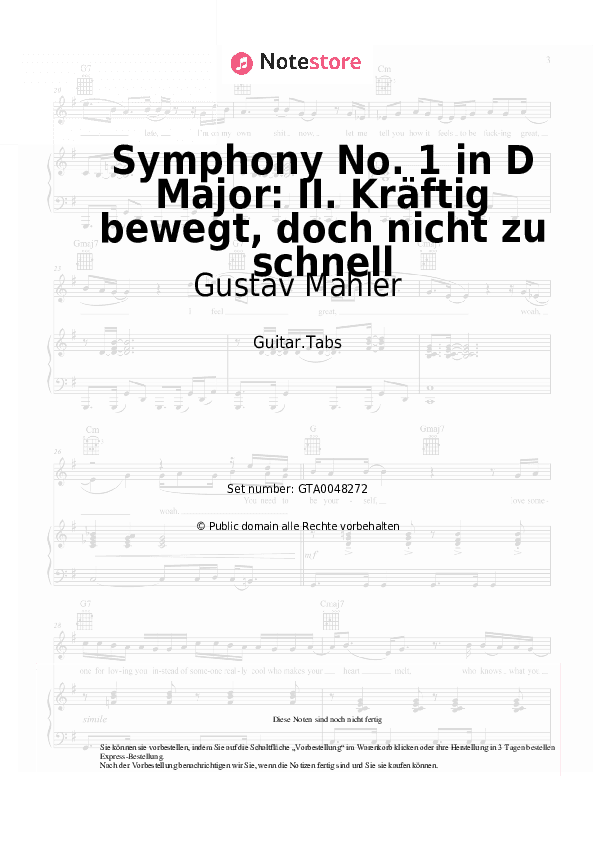 Tabs Gustav Mahler - Symphony No. 1 in D Major: II. Kräftig bewegt, doch nicht zu schnell - Gitarre.Tabs