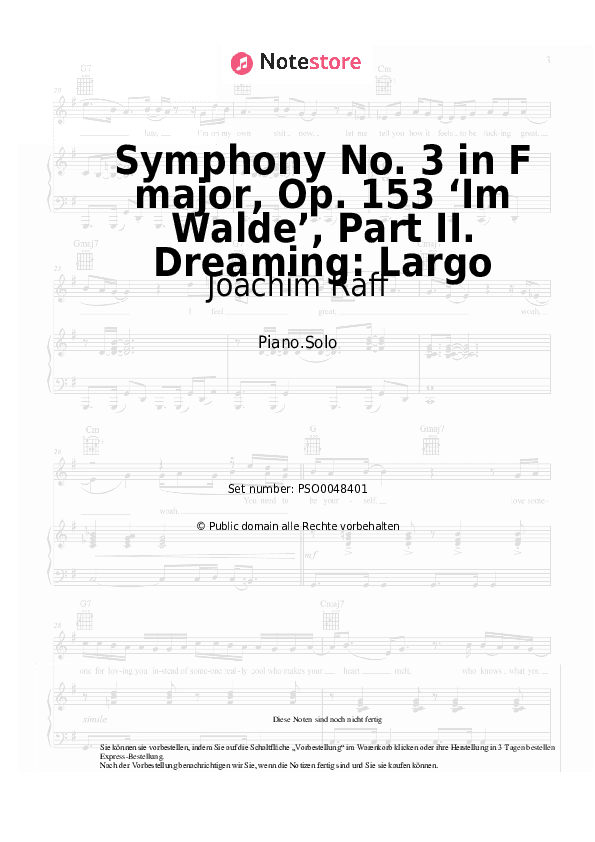 Noten Joachim Raff - Symphony No. 3 in F major, Op. 153 ‘Im Walde’, Part II. Dreaming: Largo - Klavier.Solo