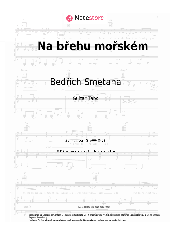 Tabs Bedřich Smetana - Na břehu mořském - Gitarre.Tabs