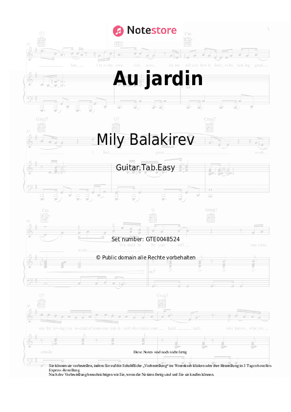 Einfache Tabs Mily Balakirev - Au jardin - Gitarre.Tabs.Easy