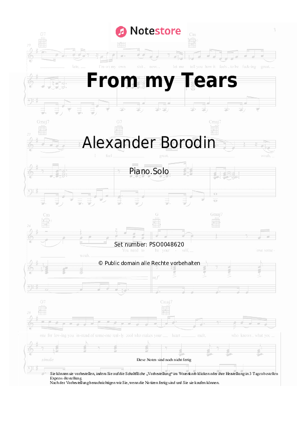 Noten Alexander Borodin - From my Tears - Klavier.Solo