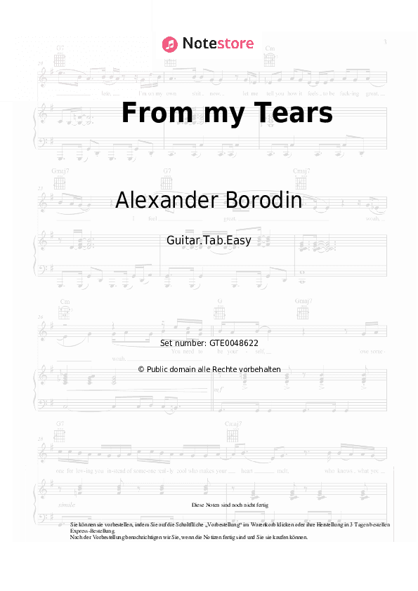 Einfache Tabs Alexander Borodin - From my Tears - Gitarre.Tabs.Easy