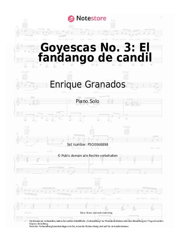 Noten Enrique Granados - Goyescas, Book 1: No. 3 El fandango de candil - Klavier.Solo