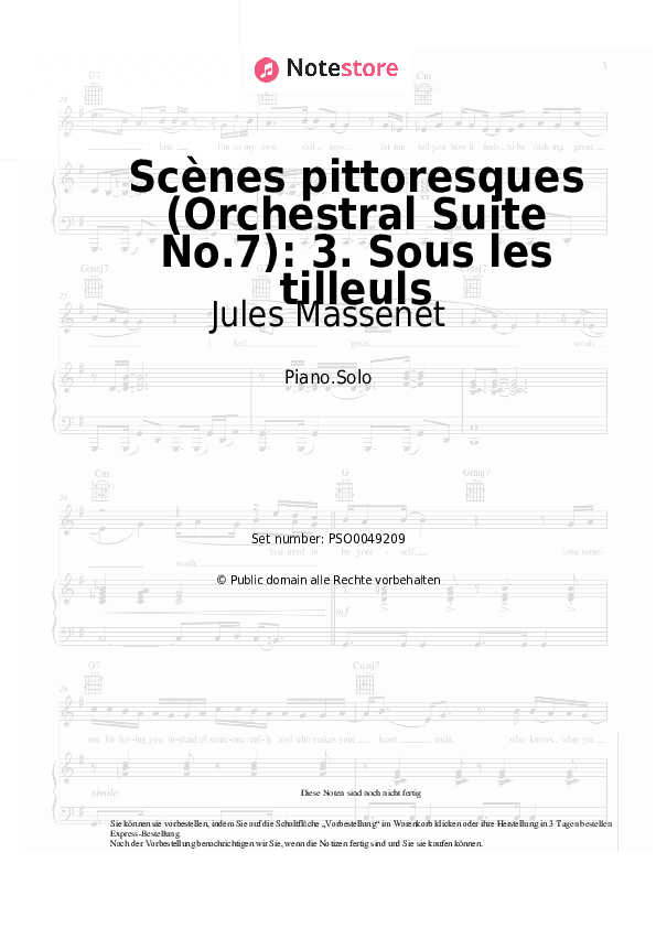 Noten Jules Massenet - Scènes pittoresques (Orchestral Suite No.7): 3. Sous les tilleuls - Klavier.Solo