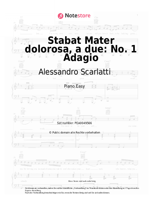 Einfache Noten Alessandro Scarlatti - Stabat Mater dolorosa, a due: No. 1 Adagio - Klavier.Einfach