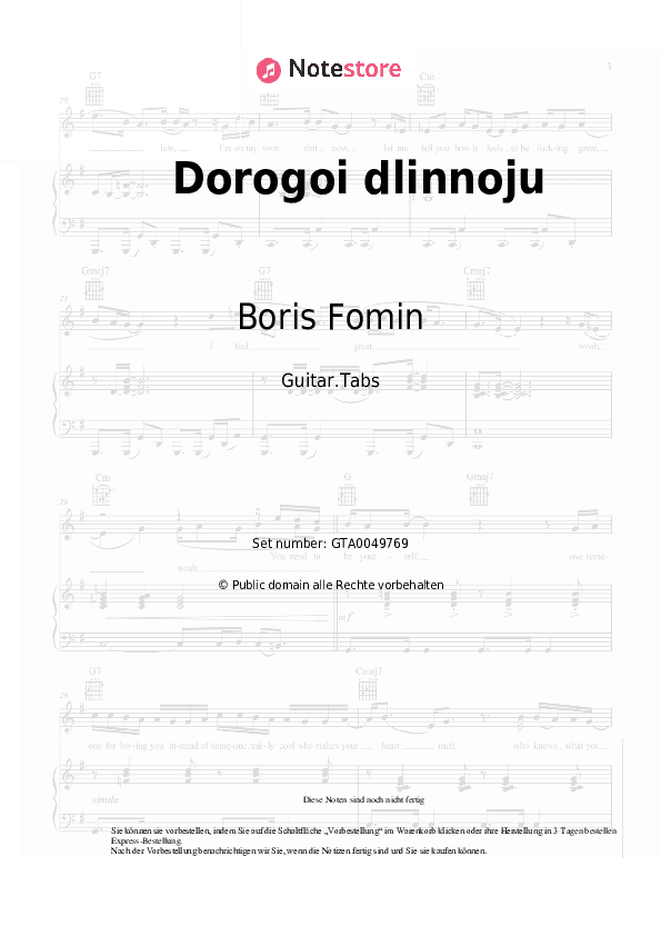 Tabs Boris Fomin - Dorogoi dlinnoju - Gitarre.Tabs