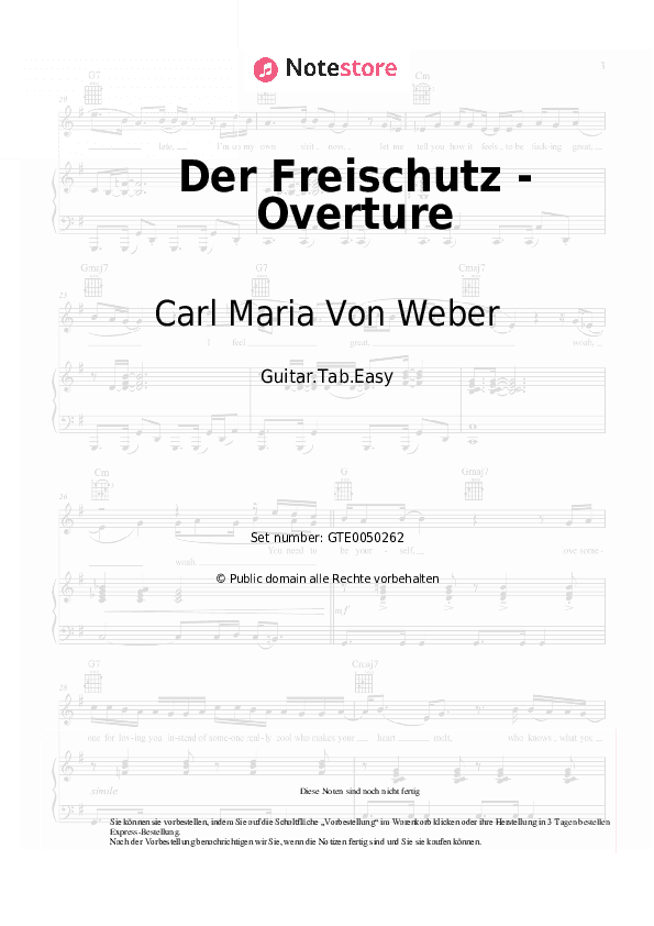 Einfache Tabs Carl Maria Von Weber - Der Freischutz - Overture - Gitarre.Tabs.Easy