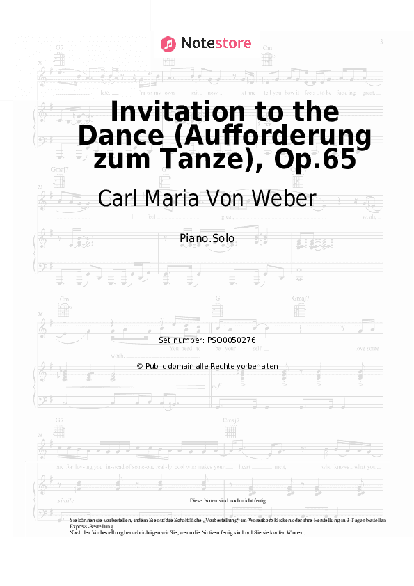 Noten Carl Maria Von Weber - Invitation to the Dance (Aufforderung zum Tanze), Op.65 - Klavier.Solo