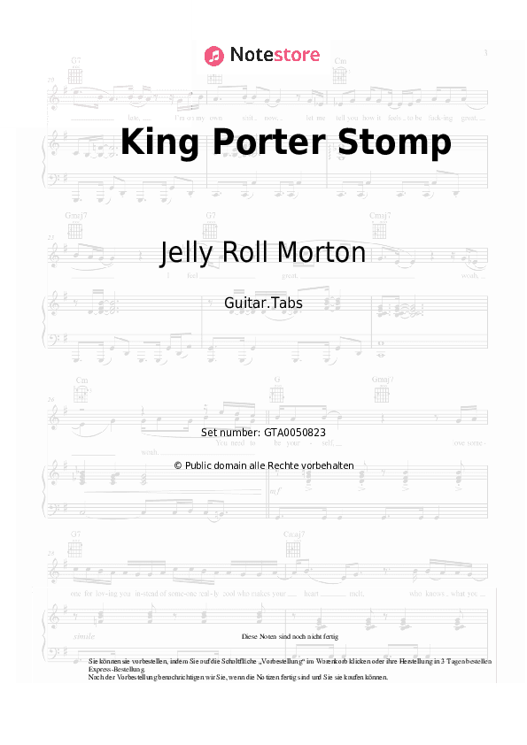 Tabs Jelly Roll Morton - King Porter Stomp - Gitarre.Tabs