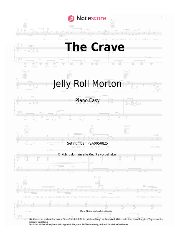 Einfache Noten Jelly Roll Morton - The Crave - Klavier.Einfach