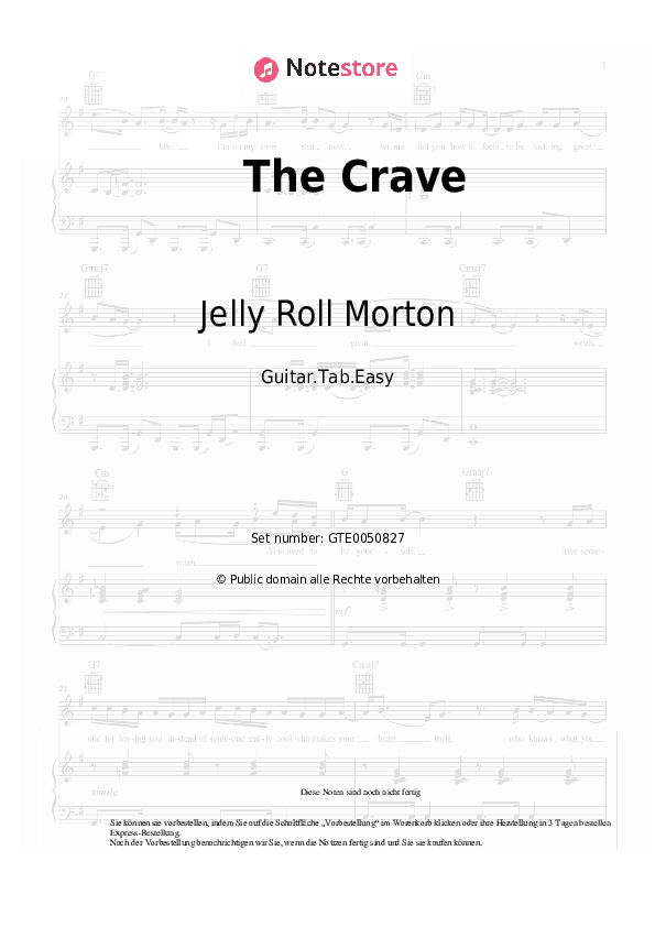 Einfache Tabs Jelly Roll Morton - The Crave - Gitarre.Tabs.Easy