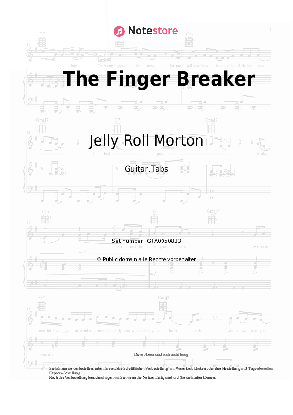 Tabs Jelly Roll Morton - The Finger Breaker - Gitarre.Tabs