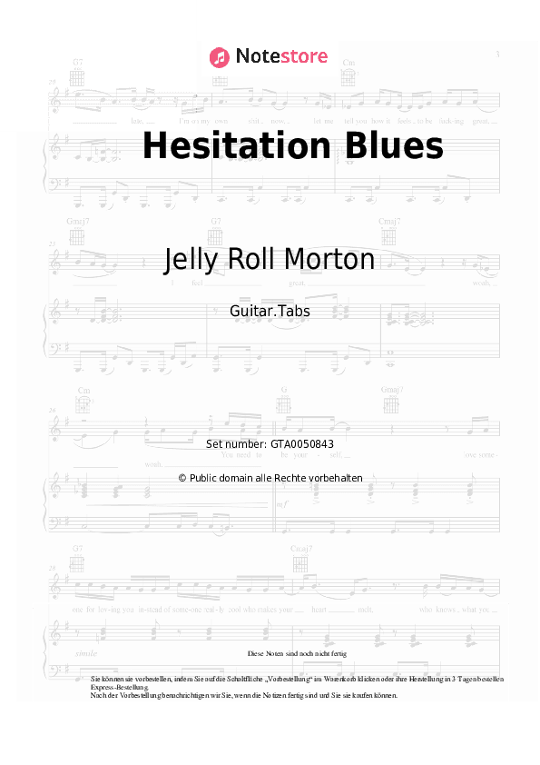 Tabs Jelly Roll Morton - Hesitation Blues - Gitarre.Tabs