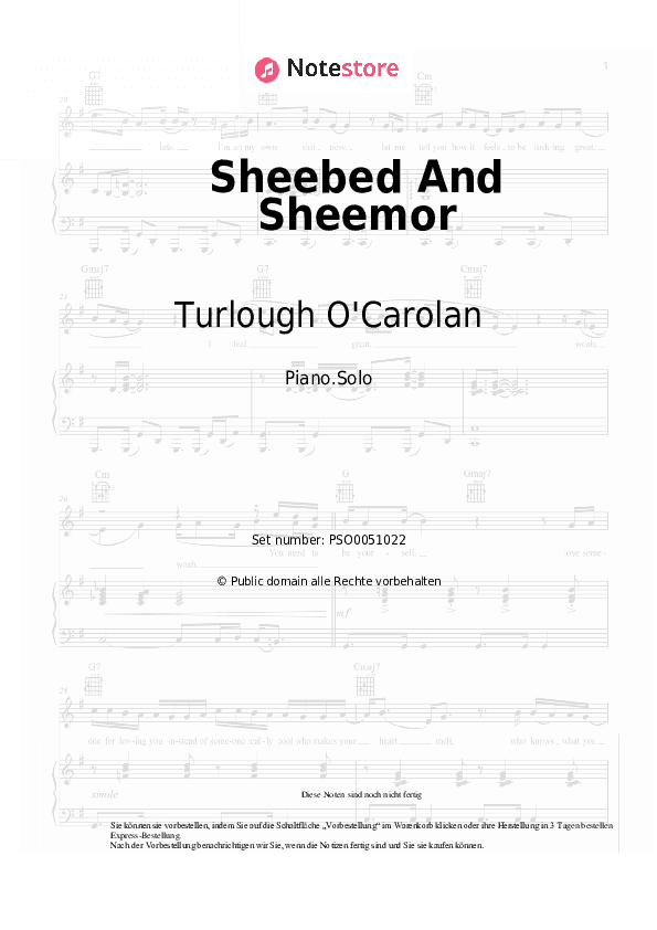 Noten Turlough O'Carolan - Sheebed And Sheemor - Klavier.Solo